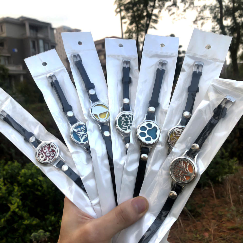 Venta al por mayor pulsera de aroma de acero inoxidable árbol de la vida